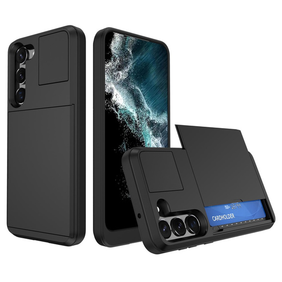 Чехол до Samsung Galaxy S23, Sliding Card Holder, чёрный