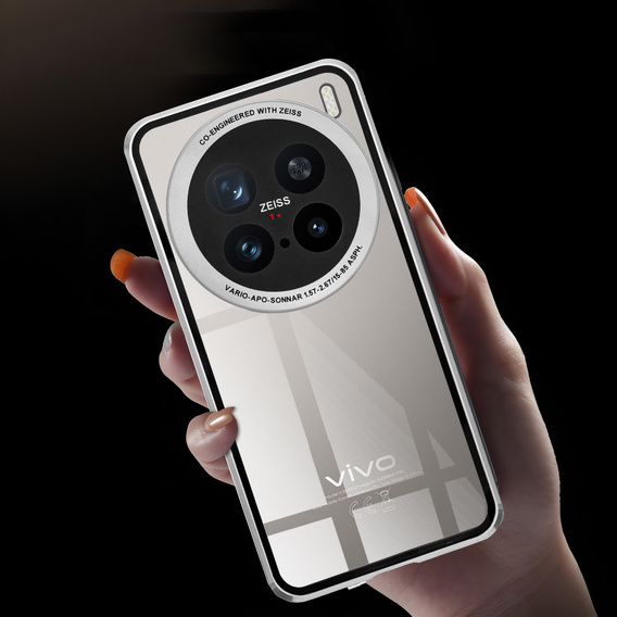 Чохол для Vivo X200 Pro 5G, Magnetic Dual Glass, сріблястий