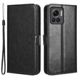 Откидной чехол для Motorola Edge 30 Ultra 5G, Crazy Horse Wallet, чёрный