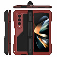 Бронированный чехол для Samsung Galaxy Z Fold 4 5G, алюминий, с подставкой и держателем стилуса, красный