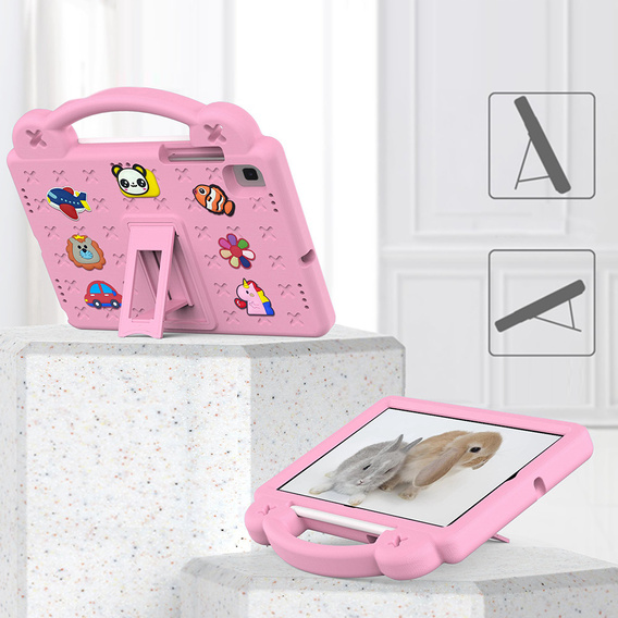 Детский чехол для Samsung Galaxy Tab S6 Lite 10.4 2020/2022 / Tab A7 2020 T500 / T505 / Tab S6 T860/T865, Cute Patterns, с подставкой, розовый
