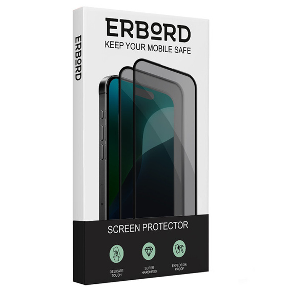 Закаленное стекло ERBORD Anti-Spy для iPhone 17 Pro / 17 / 16 Pro, ERBORD Anti-Spy Закаленное