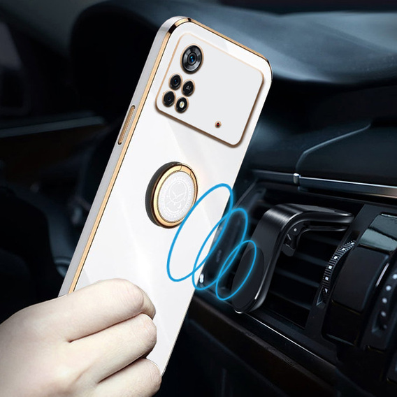 Чехол до Xiaomi Poco M4 Pro 4G, Electro Ring, белый