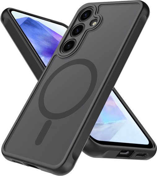Чохол для Samsung Galaxy A15, для MagSafe, ERBORD Matt Case, чорний + захисне скло