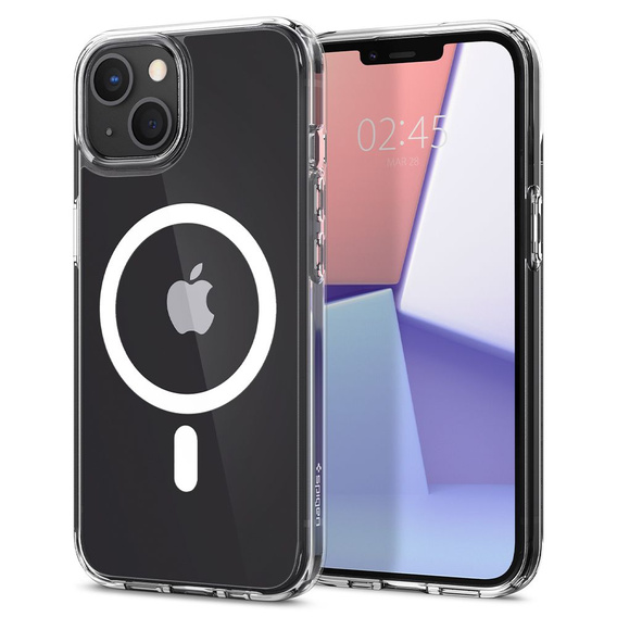 Чехол MagSafe Spigen для iPhone 13 Mini, Ultra Hybrid, белый + 9H закаленное стекло