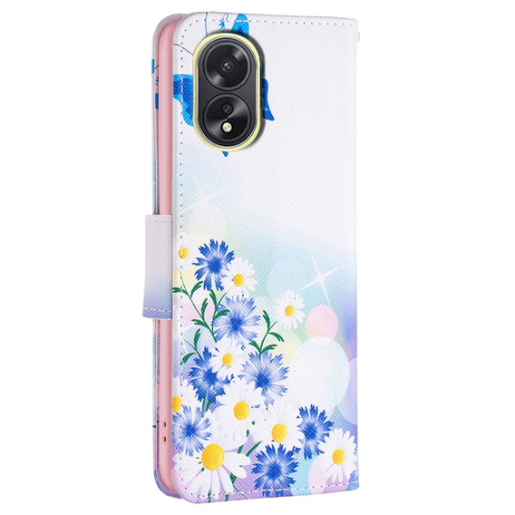 Откидной чехол для Oppo A38 4G / Oppo A18 4G, Wallet, Butterfly & Flowers белый