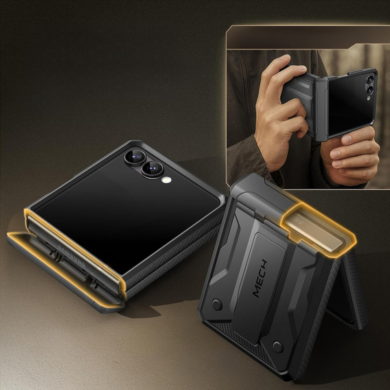 Чехол Tongate MECH с MagSafe для Samsung Galaxy Z Flip7 FE / Z Flip6, зеленый