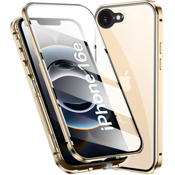 Чехол для iPhone 16E, Magnetic Dual Glass, золотой