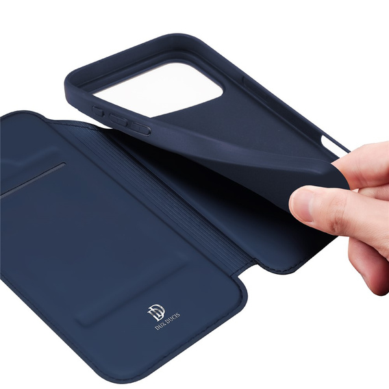 Чехол Dux Ducis для iPhone 17 Pro, Skin Pro, с клапаном, со слотом для карт, темно-синий