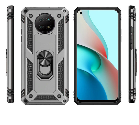 Бронированный Чехол до Xiaomi Redmi Note 9T 5G, Nox Case Ring, серебряный