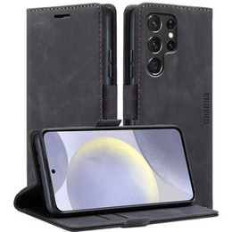 Чехол для Samsung Galaxy S24 Ultra, ERBORD Vintage, бумажник с клапаном, чёрный