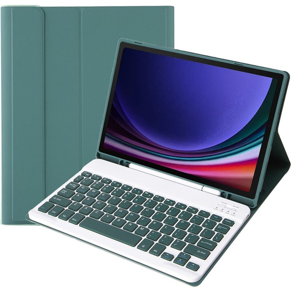 Чехол + клавиатура Samsung Galaxy Tab S9, Leather Pen Slot, тёмно-зелёный