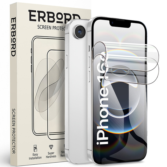2x Гідрогелева плівка для iPhone 15 Pro Max, ERBORD Hydrogel Foil
