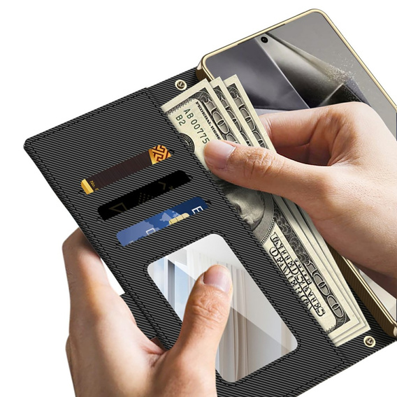 Флип-кейс для Samsung Galaxy S24 Ultra, GKK Mirror Wallet, чёрный