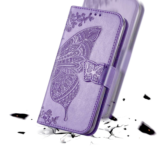 Откидной чехол для Xiaomi Poco F7 Ultra, Butterfly, фиолетовый