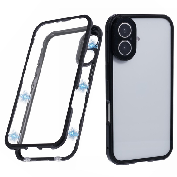 Чохол для iPhone 16, Magnetic Dual Glass, чорний
