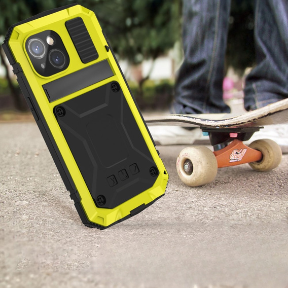 Чохол для iPhone 15, R-JUST, броньований, жовтий / чорний