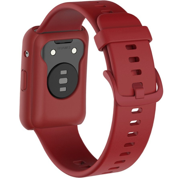 Прозорий ремінець з футляром до Huawei Watch Fit, Wine Red