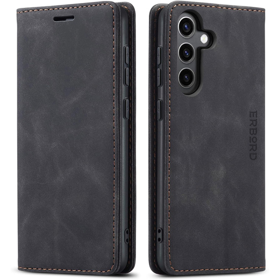 Чехол для Samsung Galaxy A16, ERBORD Vintage, бумажник с клапаном, чёрный