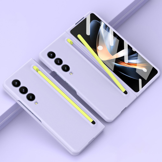 Чохол для Samsung Galaxy Z Fold 5 5G, зі склом та стилусом, фіолетовий / зелений