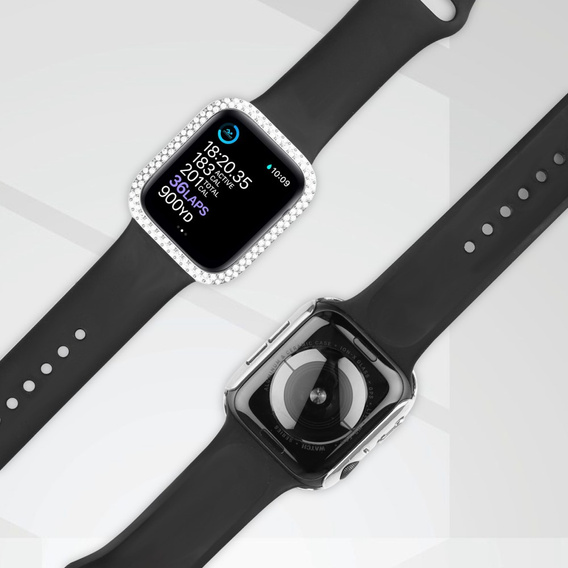 2в1 чехол и защитное стекло для часов Apple Watch 4/5/6/SE 44mm, Silver