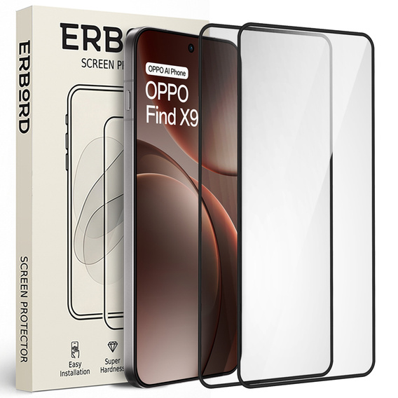 2x Захисне скло ERBORD 3D для Oppo Find X9