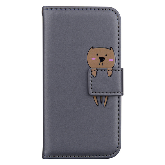Чехол Wallet до Motorola Moto E20/E30/E40, Teddy, Grey