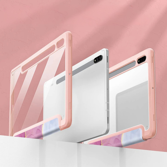 Чехол для Samsung Galaxy Tab S10 Lite / S10 FE / S9 FE, Smartcase Hybrid, с местом для стилуса, Marble розовый