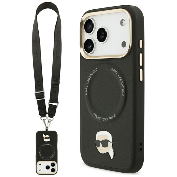 Чехол Karl Lagerfeld Big Strap Karl Metal Logo MagSafe для iPhone 17 Pro