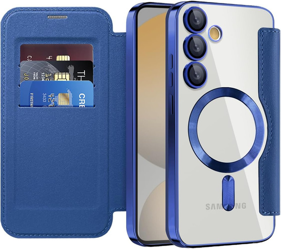 Откидной чехол для Samsung Galaxy S25 FE, RFID Wallet MagSafe CamShield, темно-синий