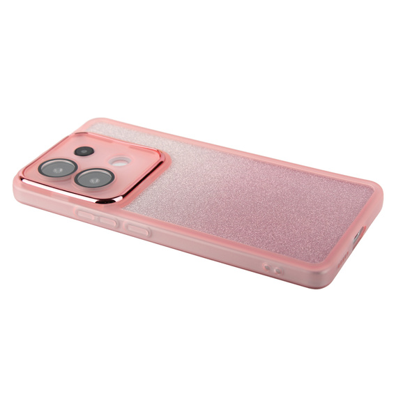 Чехол для Xiaomi Redmi Note 13 5G, Glittery Powder, розовый + закаленное стекло 9H