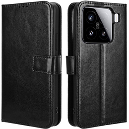 Футляр з клапаном для Xiaomi 15, Crazy Horse Wallet, чорний