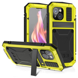 Чехол для iPhone 15 Plus, R-JUST, бронированный, жёлтый / черный