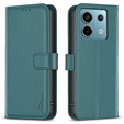 Откидной чехол для Xiaomi Redmi Note 13 Pro 4G / Xiaomi Redmi Note 14S / Xiaomi Poco M6 Pro 4G, BINFEN Wallet, зелёный