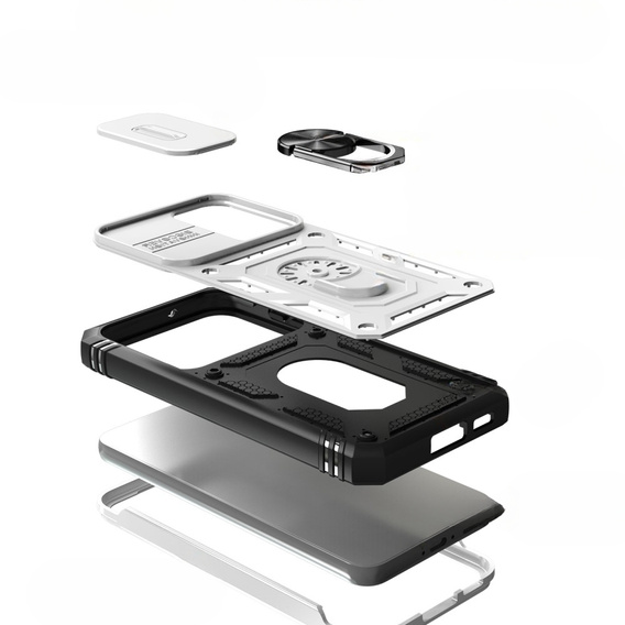 Чохол NOX Camera Slide Samsung Galaxy S23, CamShield Slide, CamShield Slide, білий / чорний