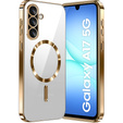 Чехол для Samsung Galaxy A17 5G, Electro MagSafe, прозрачный с золотыми гранями