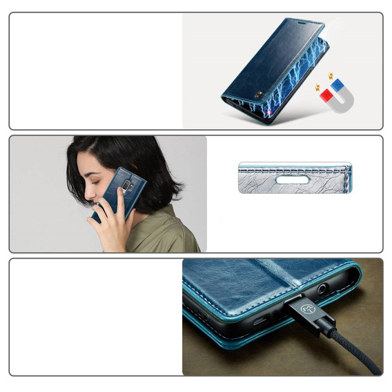 Флип-кейс CASEME для Samsung Galaxy S9+ Plus, Waxy Textured, синий