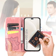 Откидной чехол для Honor 400 Lite, Butterfly, розовый rose gold