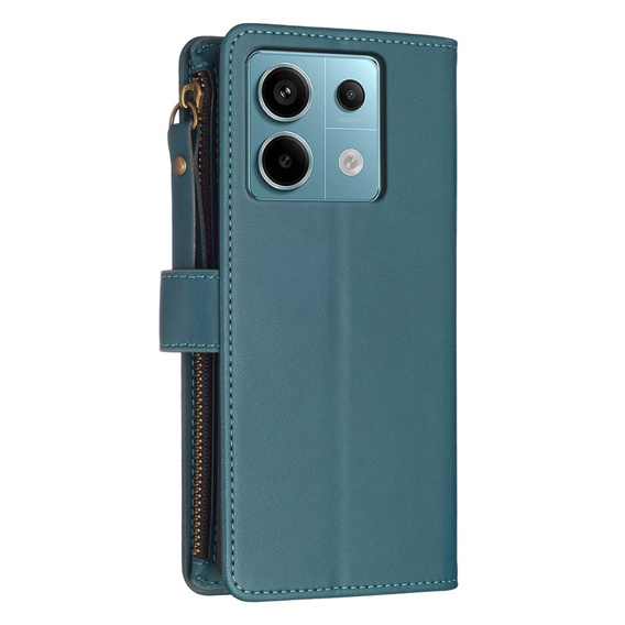Откидной чехол для Xiaomi Redmi Note 13 Pro 4G / Xiaomi Redmi Note 14S / Xiaomi Poco M6 Pro 4G, Wallet Zipper Pocket, зелёный