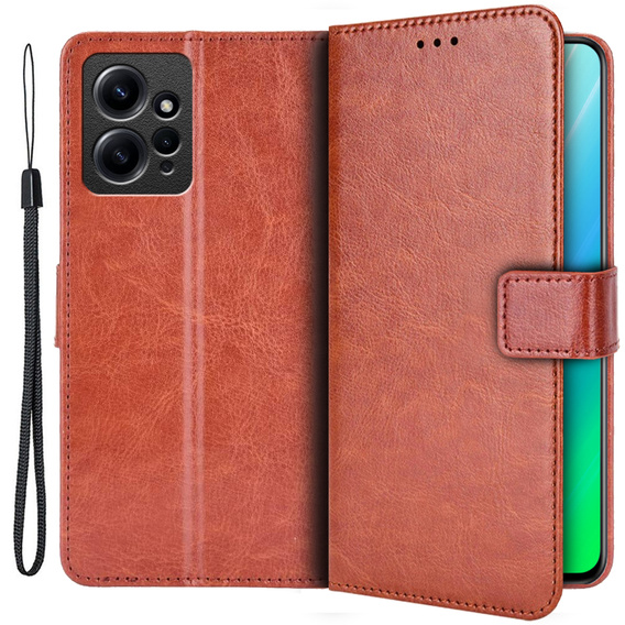 Откидной чехол для Xiaomi Redmi Note 12 4G, Crazy Horse Wallet, коричневый