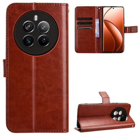 Футляр з клапаном для Realme 12 Pro 5G / 12 Pro+ 5G, Crazy Horse Wallet, коричневий