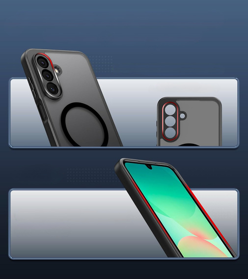Чохол для Samsung Galaxy A26, для MagSafe, ERBORD Matt Case, чорний + захисне скло