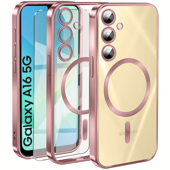 Чохол для Samsung Galaxy A16, Electro MagSafe, рожевий + Скло на екран