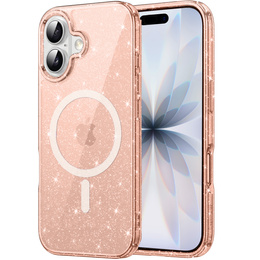 Чохол для iPhone 17, для MagSafe, глітер, напівпрозоре золото