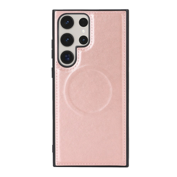 Чехол с откидной крышкой для Samsung Galaxy S23 Ultra, бумажник, для MagSafe, розовый rose gold