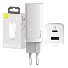 Сетевое зарядное устройство Baseus GaN2 Lite 65 Вт USB-C + USB-A, белый (EU)