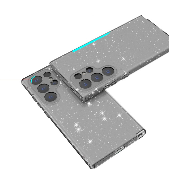 Чехол до Samsung Galaxy S24 Ultra, Glittery Powder, прозрачный / черный