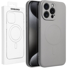 ERBORD Чехол Silicone Mag Cover для iPhone 15 Pro, титаново-серый
