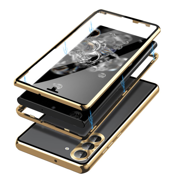 Чохол для Samsung Galaxy S23, Magnetic Dual Glass, золотий