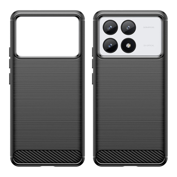 Чехол до Xiaomi Poco F6 Pro, Carbon, чёрный